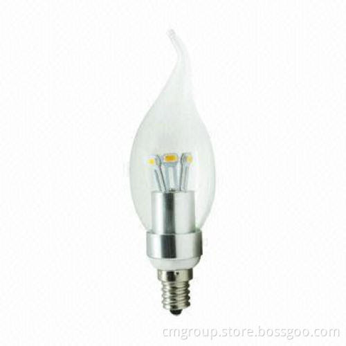 3W LED Candle bulb with E12 base, dimmable, 110/120V, 2,300/2,500K, 180-200lm, CE-/RoHS-approved